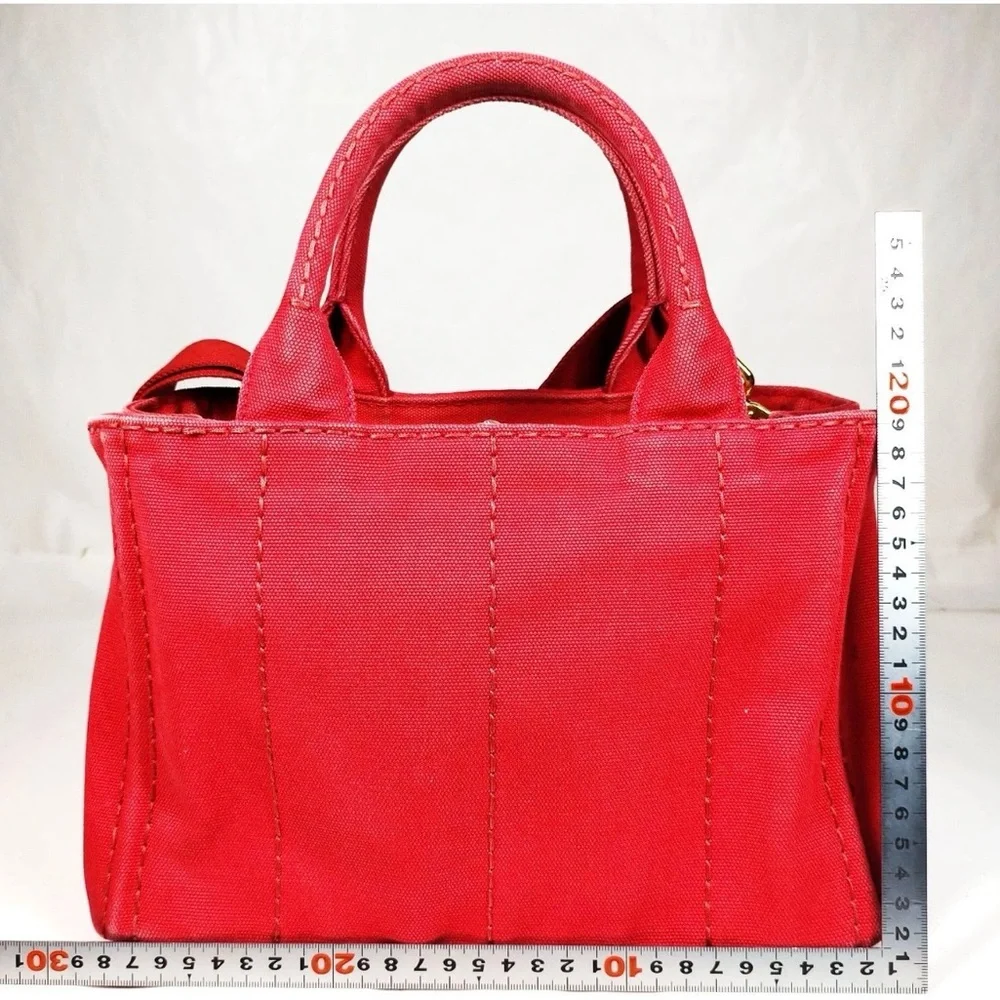Prada Tote Bag Red Canvas - Picture 3 of 10